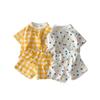 Traje de manga corta de algodón refrescante para bebé estilo Ins coreano Verano Bebé Amor Cuadros Casual Camiseta Shorts Conjunto de dos piezas