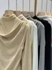 Top de Capa Base de Manga Larga con Cuello de Cascada de Alta Gama y Temperamento para Mujer, Nuevo Estilo Otoño Temprano/Invierno 2026, Camiseta de Cuello Semi Alto