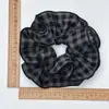 Scrunchie Xadrez Estilo Zhao Lusi com Toque de Luxo, Elástico de Cabelo com Borda Costurada de Quatro Camadas, Corda de Cabelo Vintage para Mulheres, Elástico de Cabelo