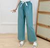 Pantalones de Pijama de Lino de Algodón para Mujer Verano Color Sólido Caramelo Pantalones de Pierna Ancha Delgados Antimosquitos Pantalones para Casa Talla Extra Sueltos para Exterior