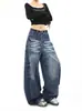 Jeans de pierna ancha con corte curvo, desgastados y con bigotes, de alta calle americana, para hombre y mujer, marca de moda urbana, pantalones versátiles casuales holgados tipo guadaña