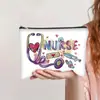 Bolsa de Maquiagem de Lona Estampada Mais Vendida Transfronteiriça Feminina Moda Zíper Estojo para Lápis Estudante Armazenamento de Papelaria Bolsa de Mão Atacado