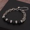 Estilo de Transmisión en Vivo de TikTok Transfronterizo Celebridad de Internet Europea y Americana Acero Inoxidable Retro Aleación de Piedra Natural Pulsera de Pareja Joyería Tendencia