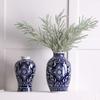 Nuevo Jarrón de Cerámica de Porcelana Azul y Blanca Estilo Chino Sala de Estar Lujo Ligero Adornos de Porcelana Azul y Blanca Vintage Sensación Avanzada Jarrón de Flores Antiguo