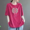 Algodón de Imitación Manga Corta para Mujer Verano 2024 Nuevo Holgado Talla Grande Chica Gordita Cubre Vientre Top Oculta Defectos Adelgazante Camiseta de Manga Corta