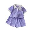 Roupas para Meninas, Conjunto Jacquard de Cor Lisa, Roupas de Verão, Novo Estilo 2026, Conjunto Casual Fashion de Duas Peças para Crianças, Tendência para Bebê Menina