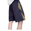 Shorts Esportivo Listrado de Três Barras para Homem, Shorts de Praia de Seda Gelada de Secagem Rápida para o Verão, Marca Tendência Estilo Hong Kong, Shorts Casuais Largos no Joelho