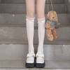 Calcetines de verano con lazo blanco, estilo preppy, para niña, con costuras de terciopelo y encaje de longitud media.