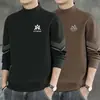 Camiseta de Manga Larga de Polar de Doble Cara para Hombre, Otoño e Invierno, Cuello Alto, Corte Ajustado Casual Unisex, Camiseta Base, Cuello de Solapa, Top Cálido