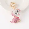 Llavero Colgante de Metal con Forma de Perro y Campana, Colgante de Animalito Cachorro con Gota de Aceite y Diamantes, Colgante de Moda para Bolso, Regalo, Venta al Por Mayor