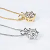 Collar Clásico de Moissanita Color D con Seis Garras para Mujer, Chapado en Oro de 14 Quilates, Colgante Versátil de Moda, Venta Directa al por Mayor Transfronteriza