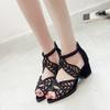 Sandalias de Tacón Grueso con Pedrería y Punta Abierta de Talla Grande para Mujer 2026 Primavera Nuevas de Estilo Coreano de Moda Versátiles con Cremallera Hueca