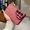 Funda magnética para teléfono con tacto de piel mate para Samsung s26ultra s25+ cobertura total con cubierta protectora de película para lente incorporada