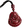 Pingente de Cabeça de Buda de Cinábrio Cru de Alto Teor, Buda Risonho, Buda da Medicina, Pingente de Buda Bebê para Homens e Mulheres