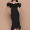 Ropa de Mujer Transfronteriza 2023 Estilo K Nuevo Socialité Sexy Elegante Cuello de una Sola Línea Reunión Anual Vestido Corto Falda de Cola de Pez Ajustada a la Cadera para Mujer