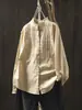 Camisa Blanca de Algodón Puro con Pliegues de Acordeón Estilo Artístico para Mujer de Manga Larga Otoño 2025 Holgada Ajustada Casual