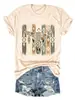 Amazon eBay tienda independiente casual cómoda versátil elegante para mujer beige cabeza de vaca floral colorido algodón manga corta camiseta