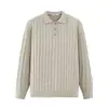 Pronta Entrega Transfronteiriça Luxo Leve Estilo Old Money Masculino Outono Inverno Casual Negócios Camiseta Tricô Trançado Gola Lapela Manga Longa POLO Malharia