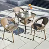 Juego de mesa y sillas pequeñas para balcón con sillas de ratán, juego combinado de tres piezas, mesa y sillas de té para ocio al aire libre, silla impermeable para patio exterior con respaldo