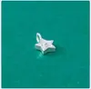 Pingente de Estrela de Cinco Pontas Cravejado com Diamantes Mini 5mm Prata de Lei S925 Pingente de Estrela de Prata Lisa Corda Trançada com Contas DIY Pulseira de Cristal
