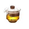 Tetera de vidrio de borosilicato de alta calidad con tapa de madera, resistente a la lluvia y con aislamiento térmico, con textura martillada y filtro incorporado para separar el té del agua.