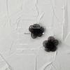 Brincos de Flor de Renda Pretos da Moda para o Dia a Dia com Pinos Banhados a Prata, Brincos de Design Exclusivo de Nicho