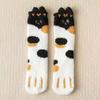 Meias de Fleece Coral com Garra de Gato Lucky Cat Winter Velvet Thickened Plush Bordado Lua Meias de Chão