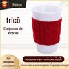Capa de tricô de lã para xícara de café xícara de cerâmica capa protetora para xícara jacquard europeu e americano transfronteiriça antiderrapante anti-queimadura isolante capa para xícara