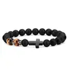 Com Cartão 8mm Pulseira de Contas Pedra Zebra Rosa Presente de Feriado Homens e Mulheres Pulseira de Contas Coração de Amizade Atacado Estilo Quente