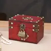 Caja de Madera Exquisita Retro Estilo Chino con Cerradura, Caja de Almacenamiento de Escritorio para Artículos Varios, Caja de Almacenamiento de Documentos, Caja de Madera Estilo Antiguo, Caja Especial