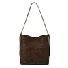 Bolsa Tote Retro Maillard Outono 2025 Nova Estampa de Leopardo Casual Grande Capacidade Ombro Único Axila Bolsa Grande para Sogras