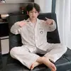 Pijama Infantil para Meninos, Primavera e Outono, Solto, Algodão Puro, Manga Longa para Meninos, Adolescentes, Cardigã, Crianças de Tamanho Médio e Grande, Conjunto para Casa