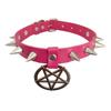 Novo Harajuku Soft Girl Personalidade Elegante Spike Rivet Pingente de Estrela de Cinco Pontas Colar de Couro Faixa de Pescoço Corrente de Pescoço Colar de Clavícula