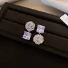 Pendientes Cuadrados de Flor de Circonita Plata Aguja Lujo Ligero, Estilo Corte Vintage, Pendientes Elegantes con un Toque de Alta Gama, Exquisita Joyería para Orejas