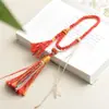 Colgante de Coche de Hilo de Algodón Frotado a Mano Estilo Xizang Cuerda para Manillar Cuerda para Colgar Asiento de Loto Tejido a Mano Cuerda de Mano Borla Estilo Étnico Cuerda de Juego Cultural