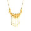 Mismo Estilo que el Usado en Joyerías, Estilo Antiguo Oro Arena Tres Vidas Tres Mundos Flor de Melocotón Floreciente Collar, Cadena Integrada, Serie de Bodas