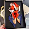 Bufanda Nueva Estampada Imitación Seda a Cuadros, Chal de Alta Gama, Bufanda para el Cuello con Protección Solar, Bufanda Profesional para el Cuello, Pañuelo para la Cabeza, Bufanda