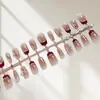 Uñas Postizas 30 Piezas Completa T121/S273 Hija Rica Corta Escalera Francesa Blanqueamiento Manicura Dorada de Moda Elegante