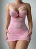 Comercio Exterior Transfronterizo Nueva Lencería Sexy Europea y Americana Malla Transparente Halter Vestido Ajustado Sexy Deseo Puro Falda de Cadera