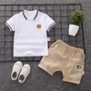 Ropa Infantil Nuevo Estilo de Moda Niños Bebé Dos Piezas Manga Corta Bordado Letra Rayas Traje 0-1-2-3-4-5 Años