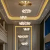 Lustre duplex, redondo, artístico, escalonado, tridimensional, para casas de construção própria, hall, teto alto, oco, antirreflexo, luxo leve, nova luminária