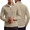 Moletom casual com zíper parcial, gola alta, manga longa, listrado vertical tipo waffle, para homens, cross-border AliExpress, cor sólida