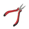 Alicate de Extensão de Cabelo Popular Transfronteiriço Liga de Níquel-Ferro Preto com 3 Furos e Cabo em Pó Preto e Vermelho, Alicate de Joalheria de Bico Fino sem Ferrugem