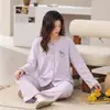 Conjunto de Pijama Cardigan de Algodão de Manga Longa com Sutiã Embutido para Mulheres, Roupa Doce para Casa, Conjunto de Duas Peças, Pode Ser Usado ao Ar Livre, Outono/Inverno 2026