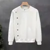 Design simples e folgado com botões de metal, moletom masculino moderno, gola redonda, camada base, nova blusa masculina de outono e inverno