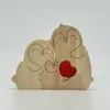 Rompecabezas de Corazón para Mascotas Lindas Transfronterizo Adorno de Pingüino Madera de Caucho Madera de Pino Madera Natural Regalo de San Valentín para Parejas Decoración de Escritorio