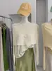 Conjunto de Dos Piezas de Punto Omalai para Mujer en Primavera 6914, Suéter Holgado de Manga Larga, Color Sólido, Cuello Redondo con Chal