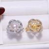 Accesorios DIY S925 Plata Esterlina Exquisito y Elegante Anillo de Perlas Soporte Vacío Semiterminado Hecho a Mano Soporte para Anillo Anillo de Dedo Abertura 8-9