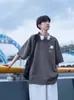 Camiseta de Manga Corta de Algodón Puro de Peso Pesado para Hombre, Nuevo Estilo de Verano, Corte Holgado para Adolescentes y Estudiantes, Top Estampado de Peso Pesado de Media Manga de Moda