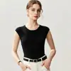 Camiseta interior sin costuras de punto fino de lana merino Yangzi de calibre 18, chaleco sin mangas para mujer, corte ajustado